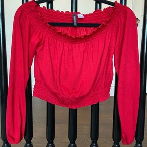 Fiery Red Long Sleeve Crop Top!